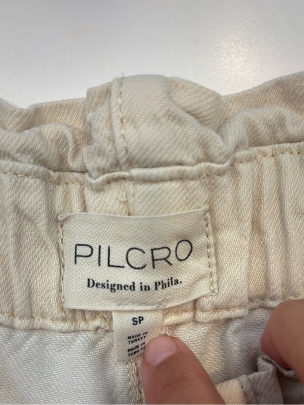 Anthropologie Pilcro Cream High-Rise Cropped Paperbag Jeans Pants Sz S Petite - Picture 10 of 10